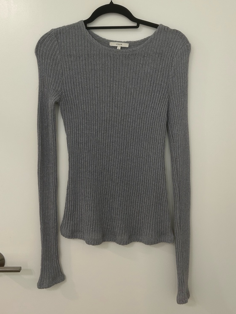 Vince Ribbed Crewneck Knit Sweater Light Blue Small